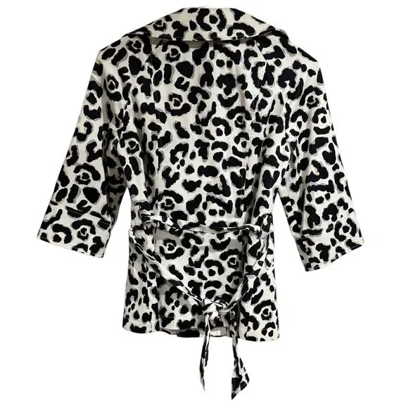 White House Black Market 3/4 sleeve Double Breasted Pea Coat XS Animal Print - Picture 3 of 6